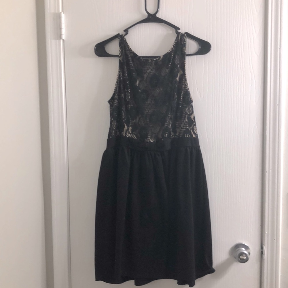 Black and beige mesh top dress